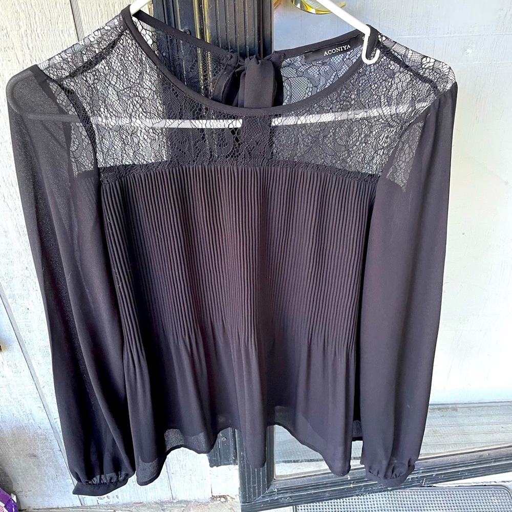 ACONIYA Lace Mesh Sleeve Dress Top